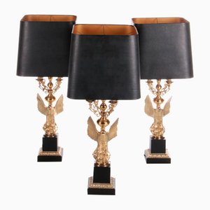 Eagle Guilded Table Lamps by Jacques Charles for Maison Charles, Set of 3-EZZ-1250335