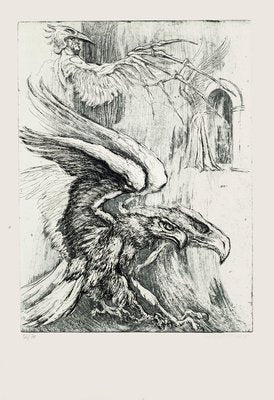 Eagles - Original Etching by M. Chirnoaga - Late 20th Century Late 20th Century-ZCI-757664