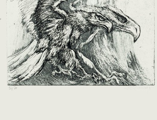 Eagles - Original Etching by M. Chirnoaga - Late 20th Century Late 20th Century-ZCI-757664