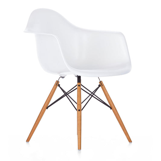 Eames Plastic DAW Dining Chair by Vitra #White/ Golden Maple