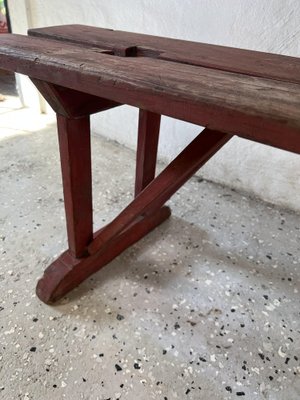 Earls 20th Century Rustic Swedish Wood Bench with Patinated Red-IJL-1702223