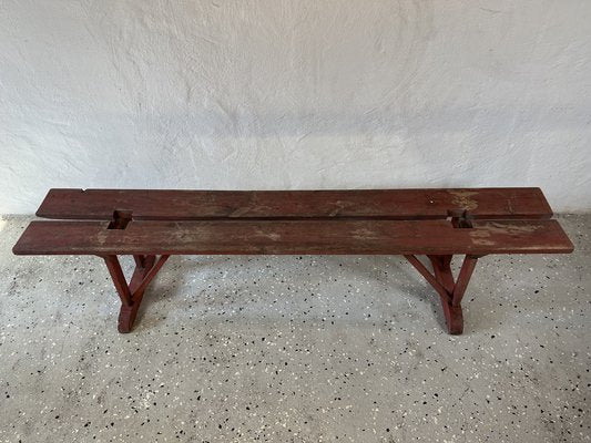 Earls 20th Century Rustic Swedish Wood Bench with Patinated Red-IJL-1702223