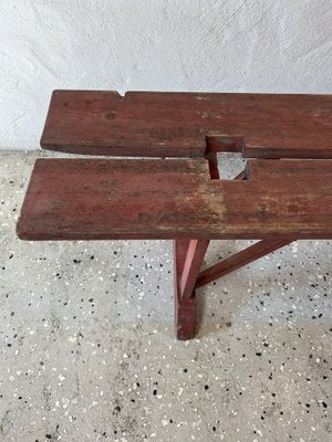 Earls 20th Century Rustic Swedish Wood Bench with Patinated Red-IJL-1702223