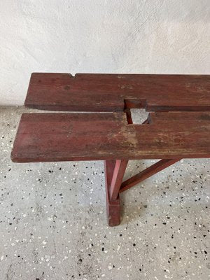 Earls 20th Century Rustic Swedish Wood Bench with Patinated Red-IJL-1702223