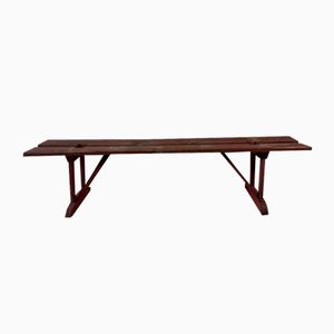 Earls 20th Century Rustic Swedish Wood Bench with Patinated Red-IJL-1702223