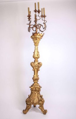 Early-18th Century Italian Giltwood Torchère or Floor Lamp, 1720-MBH-1032392