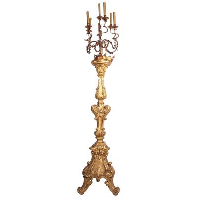 Early-18th Century Italian Giltwood Torchiere or Floor Lamp, 1720-MBH-1032324