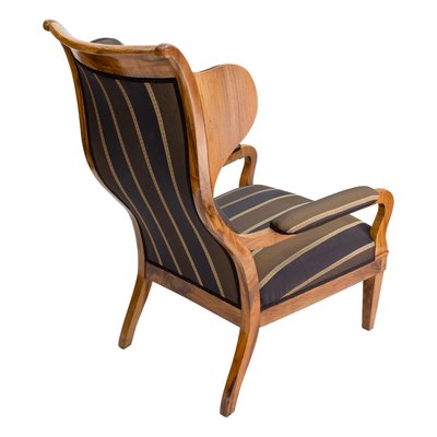 Early 19th Century Biedermeier Solid Walnut Ear / Wing Armchair-WFJ-848283