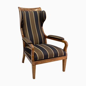 Early 19th Century Biedermeier Solid Walnut Ear / Wing Armchair-WFJ-848283