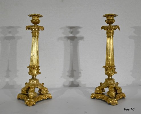 Early 19th Century Bronze Candleholders, Set of 2-RVK-1338278