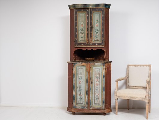 Early 19th Century Decorated Swedish Corner Cabinet-MJF-1333594