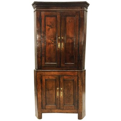 Early 19th Century Dutch Oak 2-Part Corner Cupboard-UCH-1224581