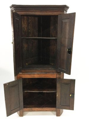 Early 19th Century Dutch Oak 2-Part Corner Cupboard-UCH-1224581