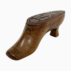 Early 19th Century Dutch Wooden Shoe Shaped Snuff Box-UCH-1224301