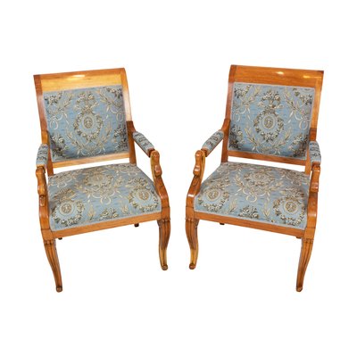 Early-19th Century Empire Biedermeier Plumwood Swan Armchairs, Set of 2-WFJ-724220