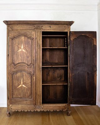 Early 19th Century French Louis Xv Style Armoire or Wardrobe with Star Shaped Inlays-YK-2036534