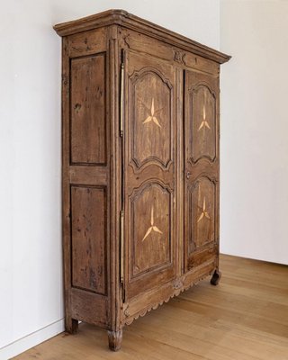 Early 19th Century French Louis Xv Style Armoire or Wardrobe with Star Shaped Inlays-YK-2036534