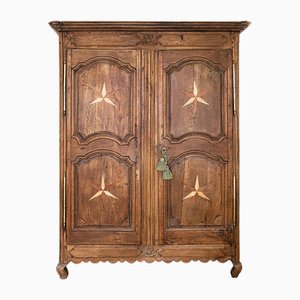 Early 19th Century French Louis Xv Style Armoire or Wardrobe with Star Shaped Inlays-YK-2036534