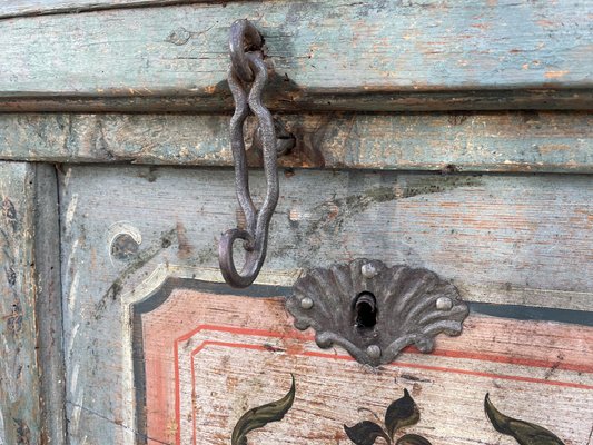 Early 19th Century Light Blue Floral Painted Blanket Chest-BGS-2035716