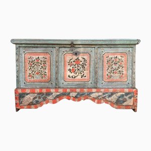 Early 19th Century Light Blue Floral Painted Blanket Chest-BGS-2035716