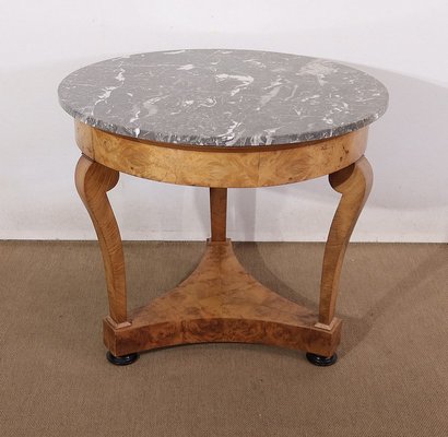 Early 19th Century Restoration Era Walnut Pedestal Table with Marble Top-RVK-1424518