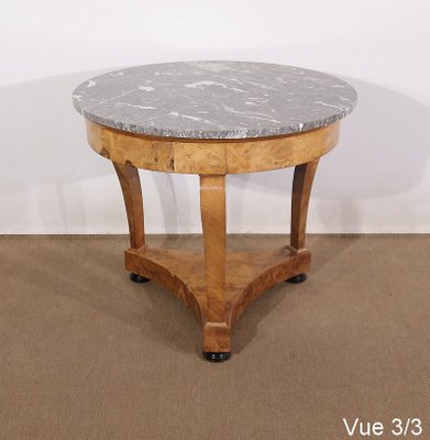 Early 19th Century Restoration Era Walnut Pedestal Table with Marble Top-RVK-1424518