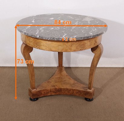 Early 19th Century Restoration Era Walnut Pedestal Table with Marble Top-RVK-1424518