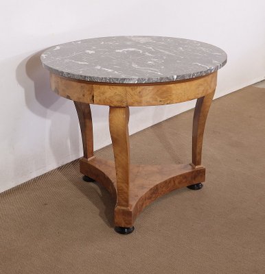 Early 19th Century Restoration Era Walnut Pedestal Table with Marble Top-RVK-1424518