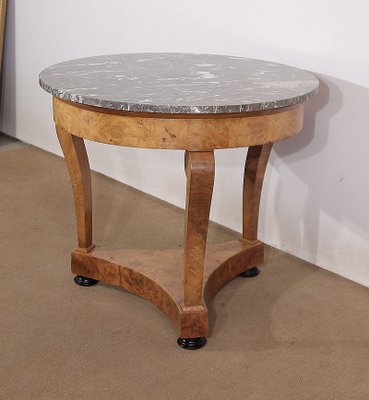 Early 19th Century Restoration Era Walnut Pedestal Table with Marble Top-RVK-1424518