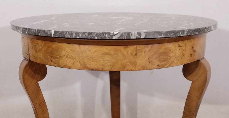 Early 19th Century Restoration Era Walnut Pedestal Table with Marble Top-RVK-1424518