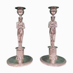 Early-19th Century Silver Candleholders, Set of 2-ZCI-751856