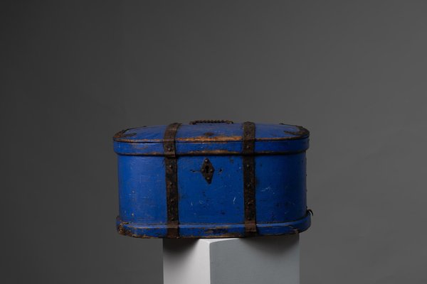 Early 19th Century Swedish Antique Bright Blue Travelling Box-MJF-1161598