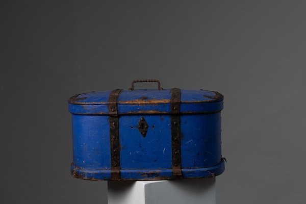 Early 19th Century Swedish Antique Bright Blue Travelling Box-MJF-1161598