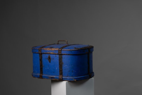 Early 19th Century Swedish Antique Bright Blue Travelling Box-MJF-1161598