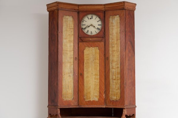 Early 19th Century Swedish Country Corner Clock Bureau Cabinet-MJF-1089610