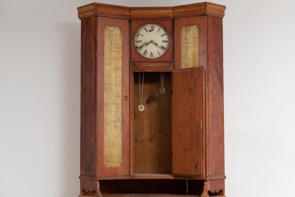 Early 19th Century Swedish Country Corner Clock Bureau Cabinet-MJF-1089610