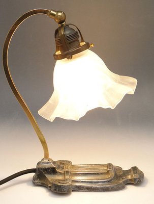 Early 20th Century Art Nouveau Glass and Metal Bedside Lamp, Austria, 1890s-BKO-1417462