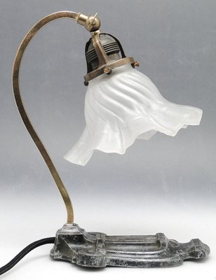 Early 20th Century Art Nouveau Glass and Metal Bedside Lamp, Austria, 1890s-BKO-1417462