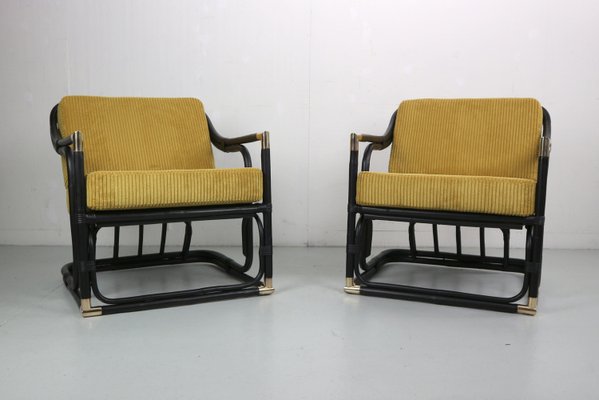 Early 20th Century Bamboo and Brass Loungers, France, Set of 2-DT-2026317