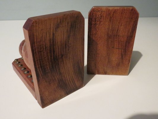 Early 20th Century Bookends Handmade in Oak, Set of 2-UKG-1819901