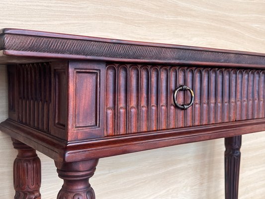 Early 20th Century Catalan Spanish Carved Walnut Console Table with Two Drawers, 1890-PSK-2020302