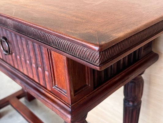 Early 20th Century Catalan Spanish Carved Walnut Console Table with Two Drawers, 1890-PSK-2020302