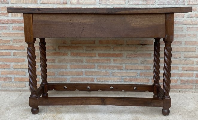 Early 20th Century Catalan Spanish Carved Walnut Console Table with Two Drawers, 1900s-NOU-1746391