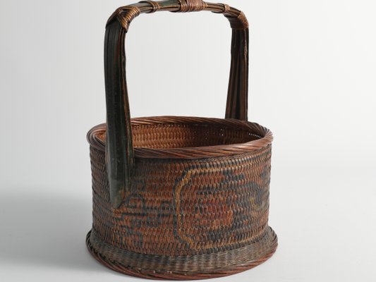 Early 20th Century Chinese Betrothal or Wedding Basket with Peony and Bird Motif-RUK-1815032