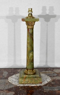 Early 20th Century Empire Column Lamp in Green Onyx-RVK-1452803