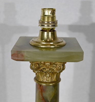 Early 20th Century Empire Column Lamp in Green Onyx-RVK-1452803