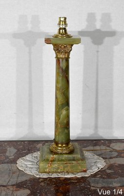 Early 20th Century Empire Column Lamp in Green Onyx-RVK-1452803