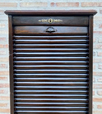 Early 20th Century Filing Cabinet with One Roller Louver Door & Eight Shelves-NOU-1264473