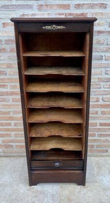 Early 20th Century Filing Cabinet with One Roller Louver Door & Eight Shelves-NOU-1264473