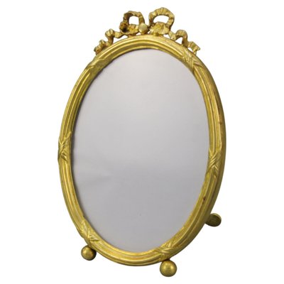 Early 20th Century French Louis XVI Bronze Oval Desktop Picture Frame, 1890s-KEG-1672961